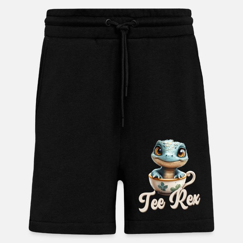 Funny Pun Dino Tee Rex - Shorts - made by SPREAD - SOLID BLACK