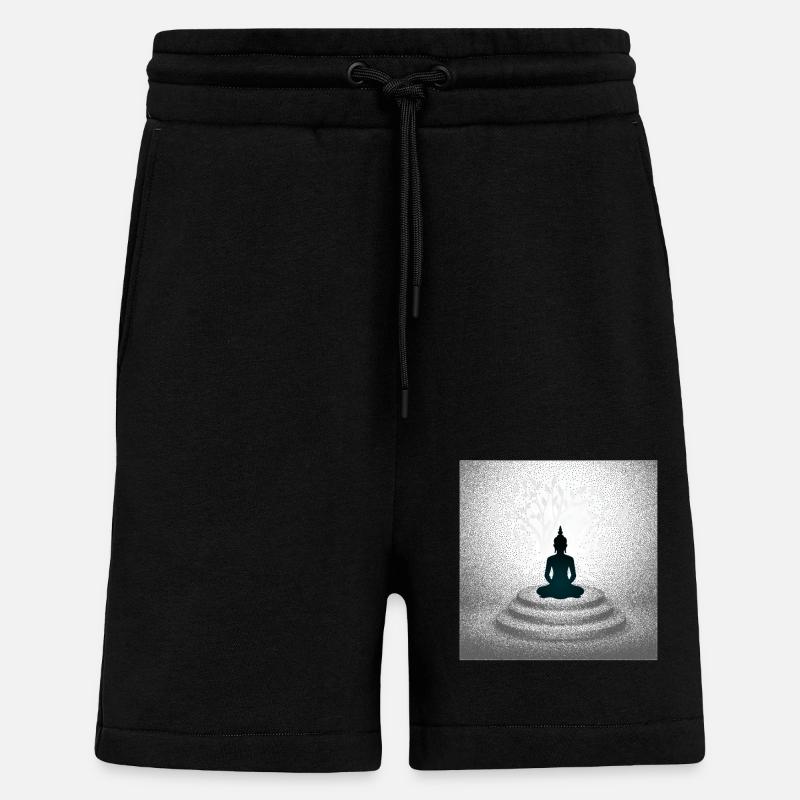 Meditierender Bouddha méditant Bouddha - Short bio décontracté fabriqué en UE - SOLID BLACK