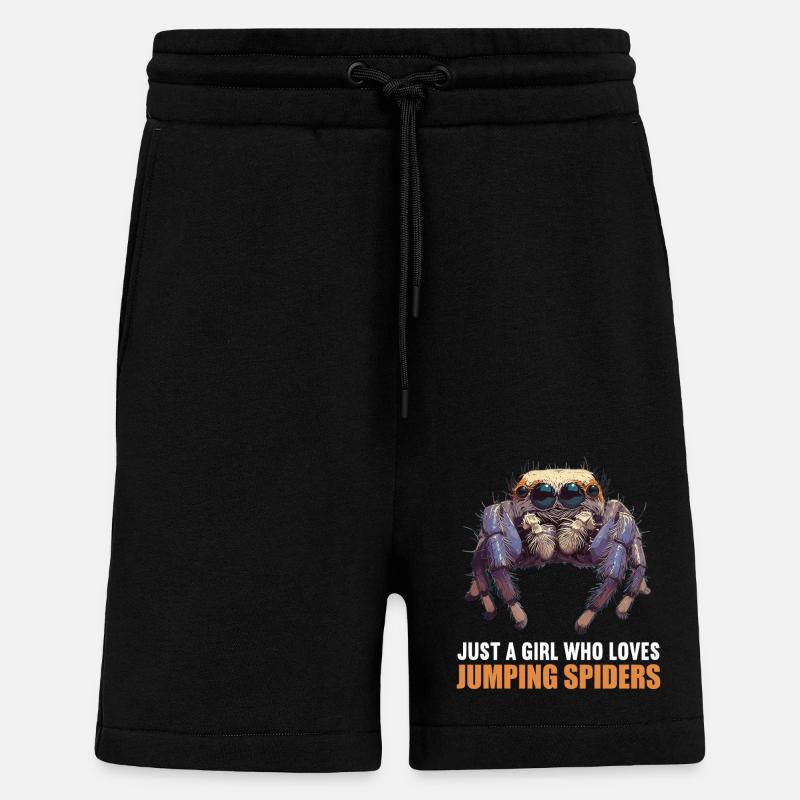 Araignée sauteuse Springspinnen Springspinne - Short bio décontracté fabriqué en UE - SOLID BLACK