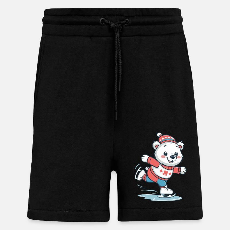 Cute polar bear skating - Shorts - made by SPREAD - SOLID BLACK