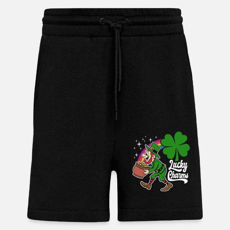 Porte-bonheur - Lutin - Saint-Patrick - Short bio décontracté fabriqué en UE - SOLID BLACK