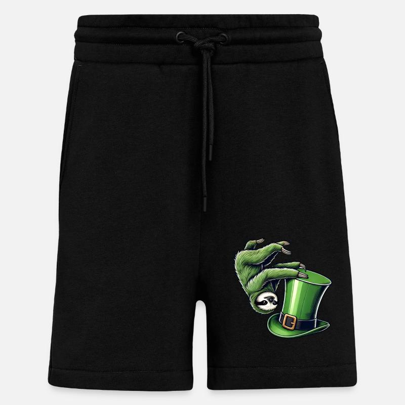 St. Patrick's Sloth Shamrock Handstand - Shorts - made by SPREAD - SOLID BLACK
