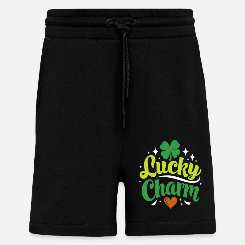Porte-bonheur - Saint-Patrick - Irlande - Short bio décontracté fabriqué en UE - SOLID BLACK