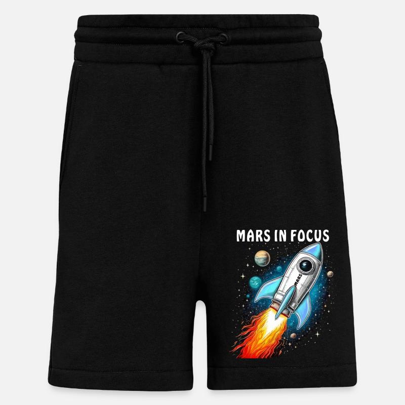 ROCKET MARS IN FOCUS - Shorts - made by SPREAD - SOLID BLACK