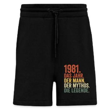 1981 Jahr Mann Mythos Legende Geburtstag - Shorts - made by SPREAD - SOLID BLACK - Vorne