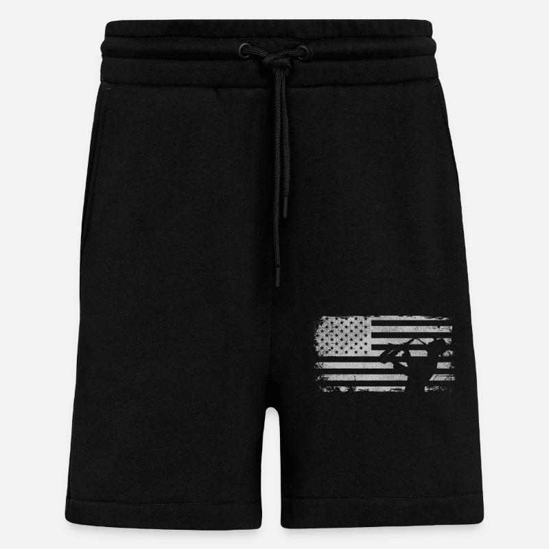 Saxophone American Flag - Shorts - made by SPREAD - SOLID BLACK