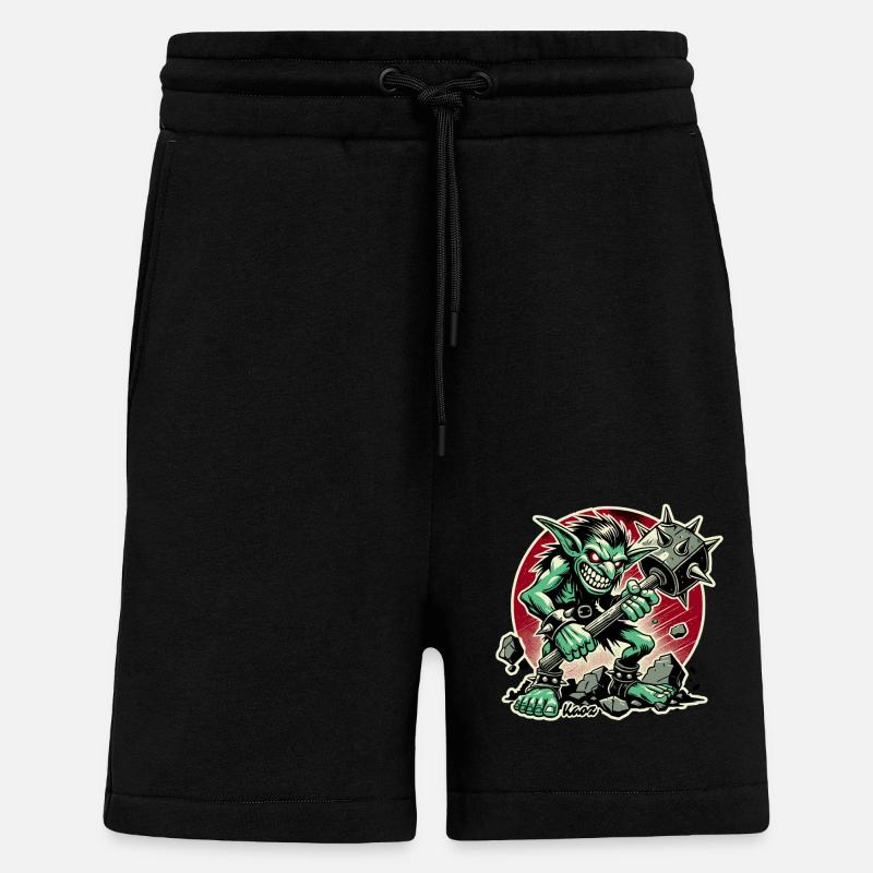 Vilain avec un gros marteau - Short bio décontracté fabriqué en UE - SOLID BLACK