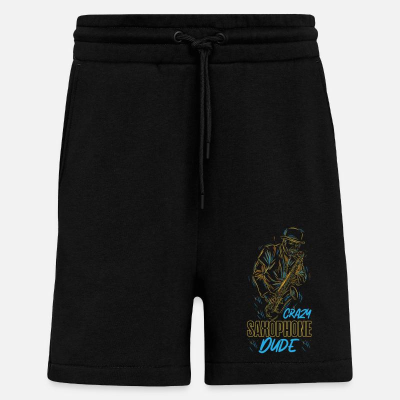 Saxophone Crazy Saxophone Dude - Short bio décontracté fabriqué en UE - SOLID BLACK