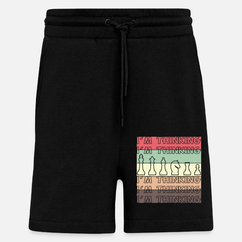 Humour d’échecs – Je pense - Short bio décontracté fabriqué en UE - SOLID BLACK