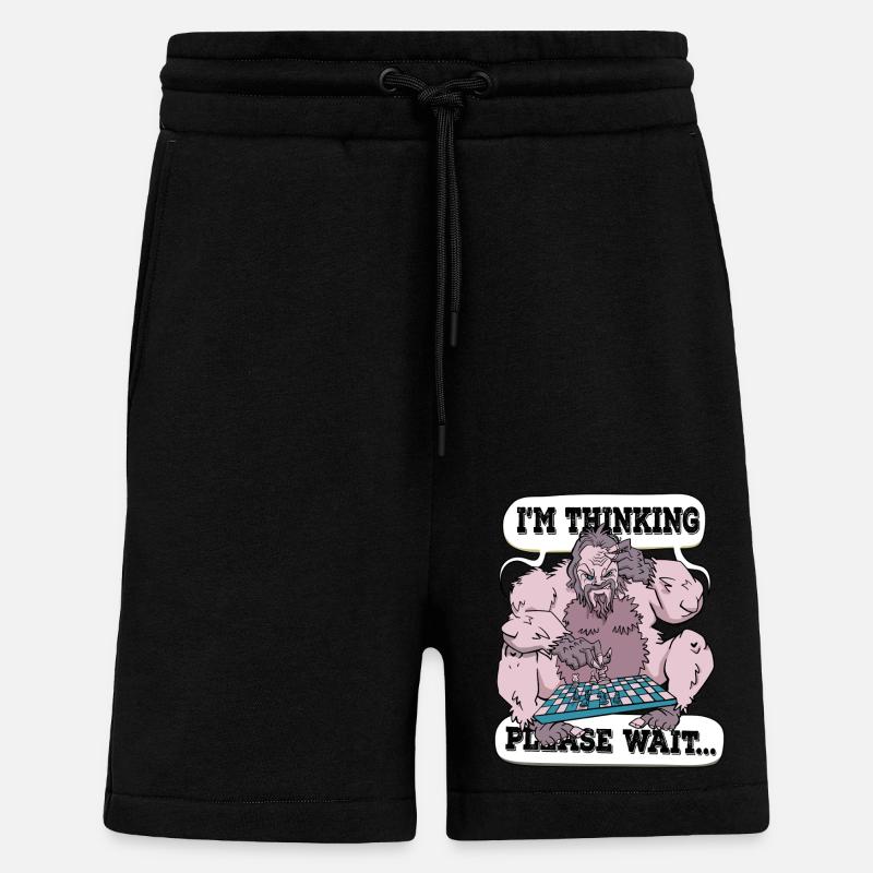I'm thinking please wait Chess - Shorts - made by SPREAD - SOLID BLACK