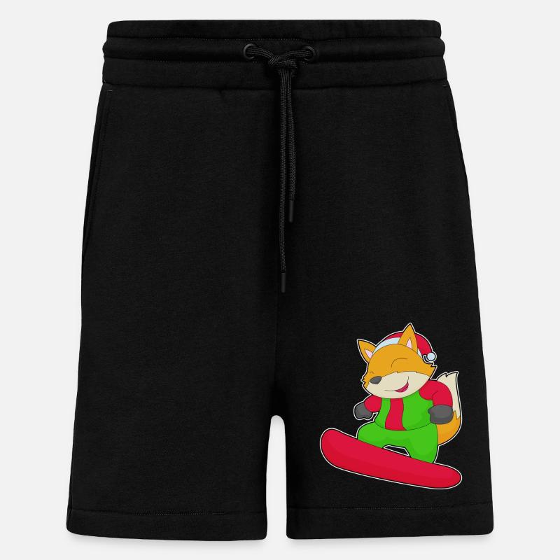 Fox Christmas Snowboard - Shorts - made by SPREAD - SOLID BLACK