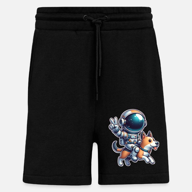 Chien astronaute - Short bio décontracté fabriqué en UE - SOLID BLACK