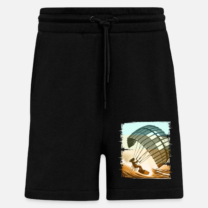 Kitesurf Kitesurfer Kiteboard - Short bio décontracté fabriqué en UE - SOLID BLACK