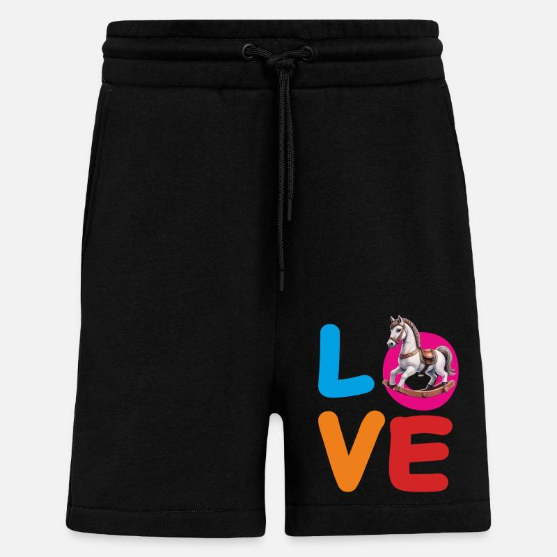 CHEVAL À BASCULE D’AMOUR - Short bio décontracté fabriqué en UE - SOLID BLACK