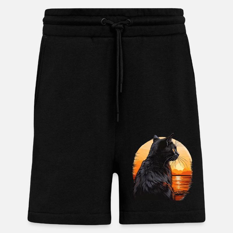 COUCHER DE SOLEIL CHAT - Short bio décontracté fabriqué en UE - SOLID BLACK