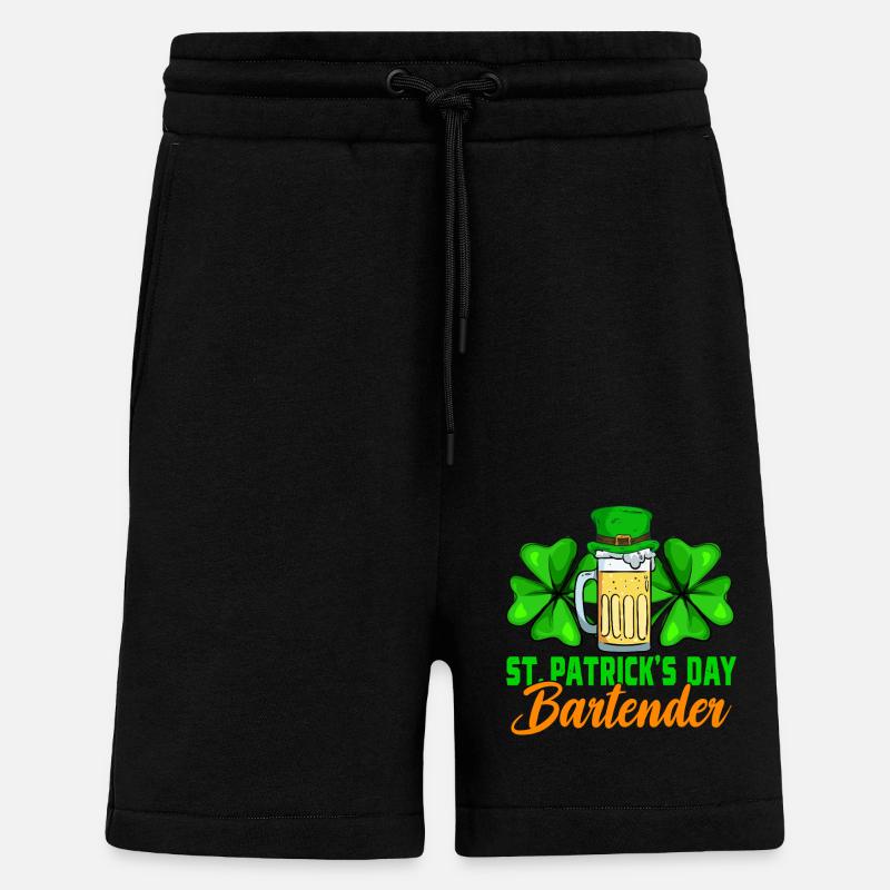 Barman de la Saint-Patrick - Short bio décontracté fabriqué en UE - SOLID BLACK