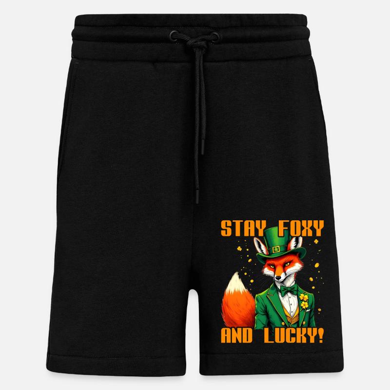 Restez Foxy et Lucky Saint-Patrick - Short bio décontracté fabriqué en UE - SOLID BLACK