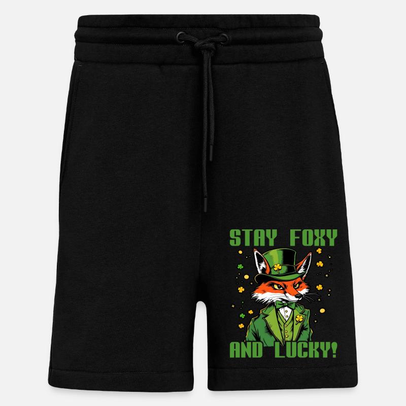 Restez Foxy et Lucky Saint-Patrick - Short bio décontracté fabriqué en UE - SOLID BLACK