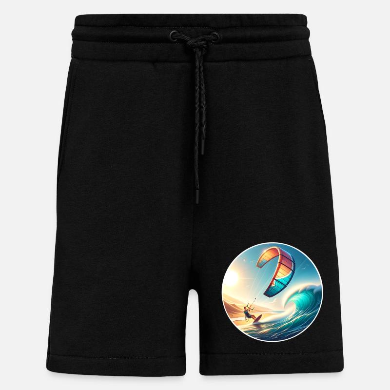 Kitesurf Kitesurfer Kiteboard - Short bio décontracté fabriqué en UE - SOLID BLACK