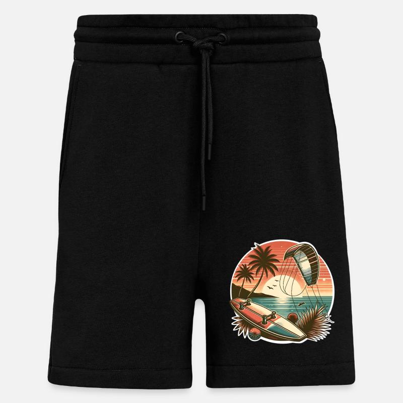 Kitesurf Kitesurfer Kiteboard - Short bio décontracté fabriqué en UE - SOLID BLACK