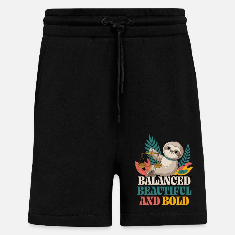 Waage Sternzeichen Faultier: Balanced, Beautiful - Shorts - made by SPREAD - SOLID BLACK