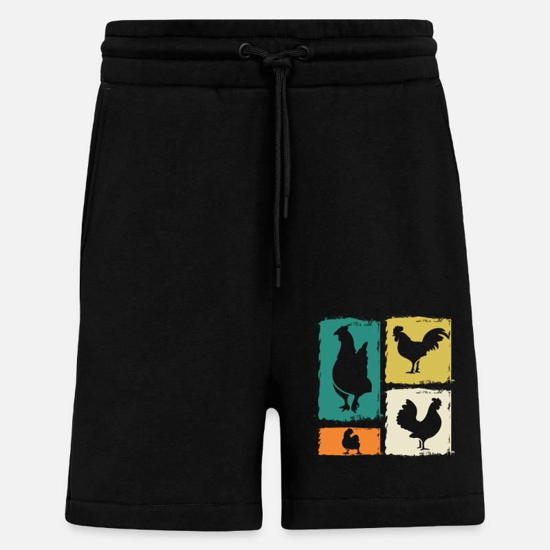 Poulet Coq - Short bio décontracté fabriqué en UE - SOLID BLACK