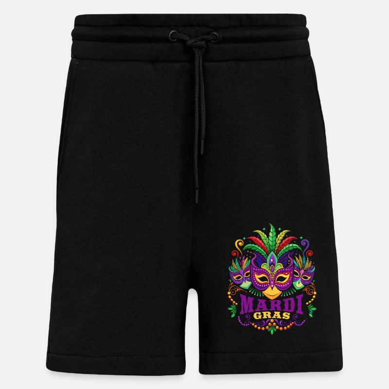 Mardi Gras - Carnival - Mask - Gift - Shorts - made by SPREAD - SOLID BLACK