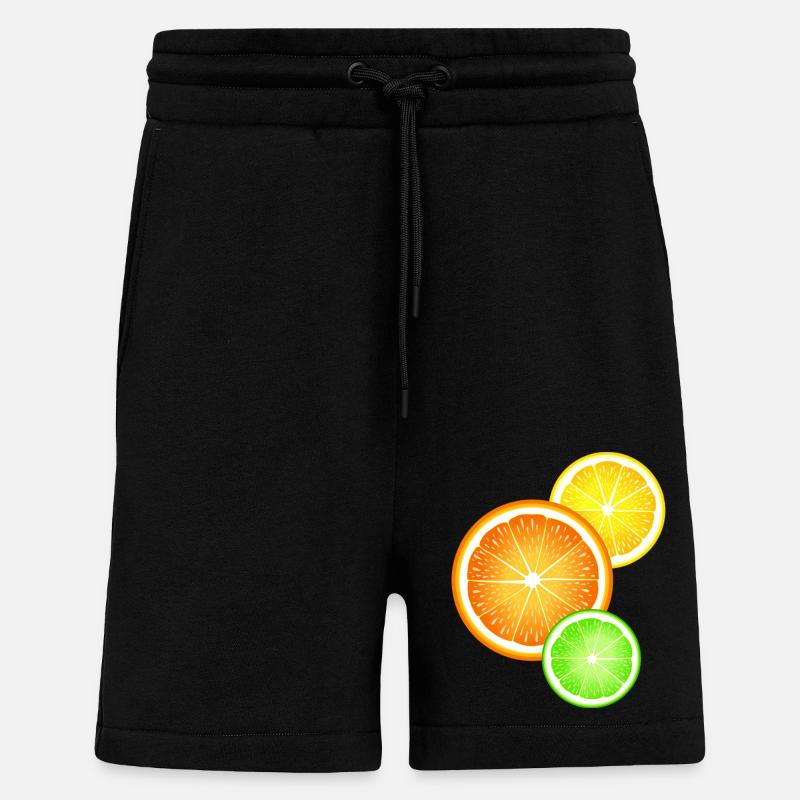 Agrumi Arancia Limone Lime - Pantaloncini ecologici casual Made in UE - SOLID BLACK