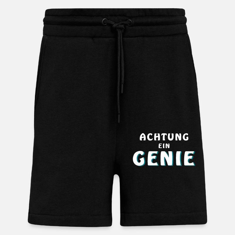 ATTENTION UN GÉNIE - Short bio décontracté fabriqué en UE - SOLID BLACK