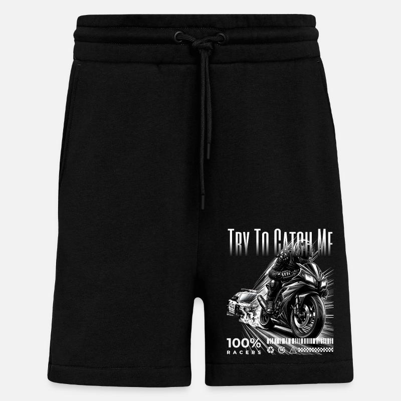 Cool Biker et Biker Motorcycle Design Catch Me - Short bio décontracté fabriqué en UE - SOLID BLACK