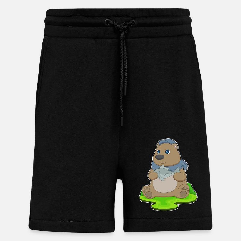 Poisson-ours - Short bio décontracté fabriqué en UE - SOLID BLACK