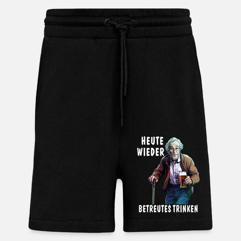 MAN TODAY AGAIN SUPERVISED DRINKING - Shorts - made by SPREAD - SOLID BLACK