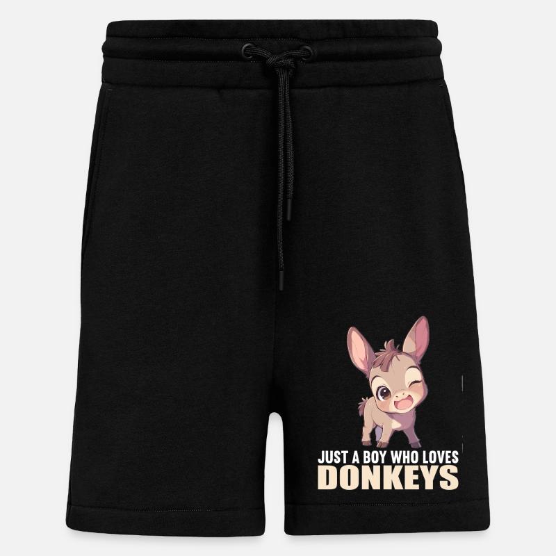 Âne Esel - Short bio décontracté fabriqué en UE - SOLID BLACK