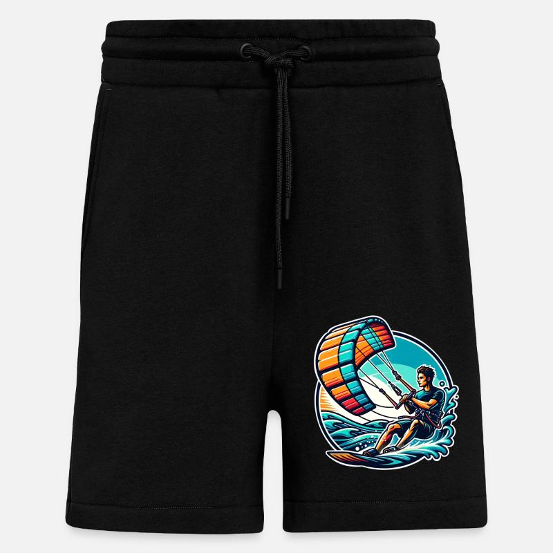 Kitesurfeur Kiteboard Kitesurf Kitesurf - Short bio décontracté fabriqué en UE - SOLID BLACK