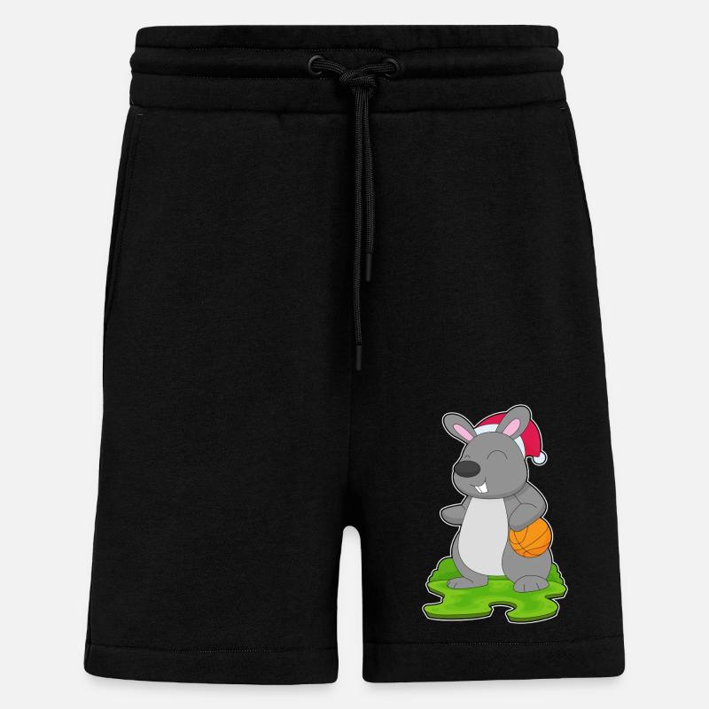 Basket-ball de Noël Bunny - Short bio décontracté fabriqué en UE - SOLID BLACK