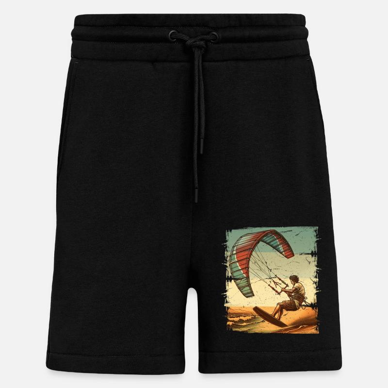 Kitesurfeur Kiteboard Kitesurf Kitesurf - Short bio décontracté fabriqué en UE - SOLID BLACK