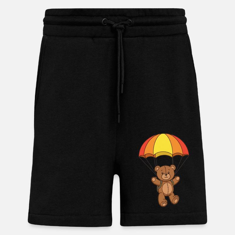 Teddybär Fallschirmspringer - Shorts - made by SPREAD - SOLID BLACK