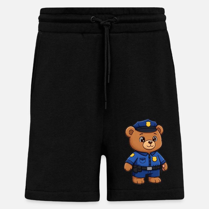 Ours en peluche Policier - Short bio décontracté fabriqué en UE - SOLID BLACK