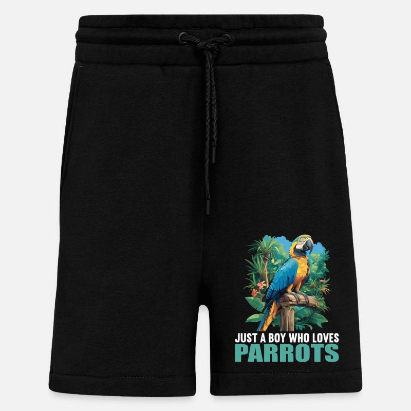 Perroquet Perroquet Perroquet - Short bio décontracté fabriqué en UE - SOLID BLACK