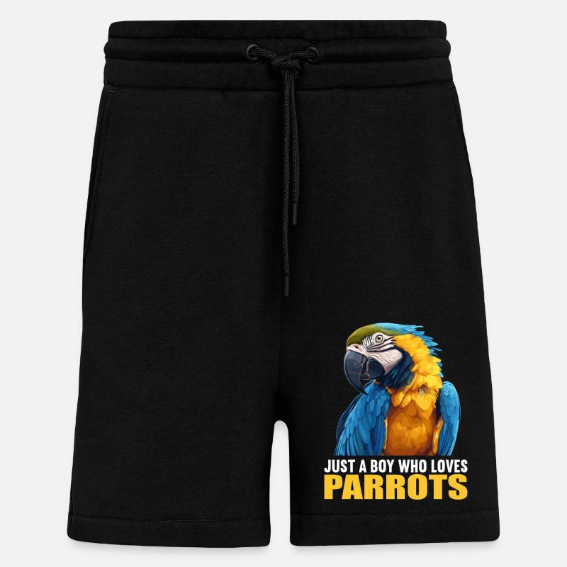 Perroquet Perroquet Perroquet - Short bio décontracté fabriqué en UE - SOLID BLACK
