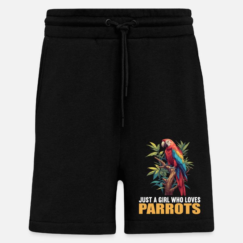 Perroquet Perroquet Perroquet - Short bio décontracté fabriqué en UE - SOLID BLACK