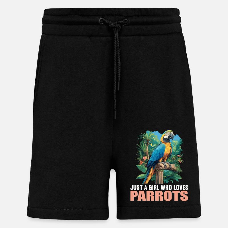 Perroquet Perroquet Perroquet - Short bio décontracté fabriqué en UE - SOLID BLACK