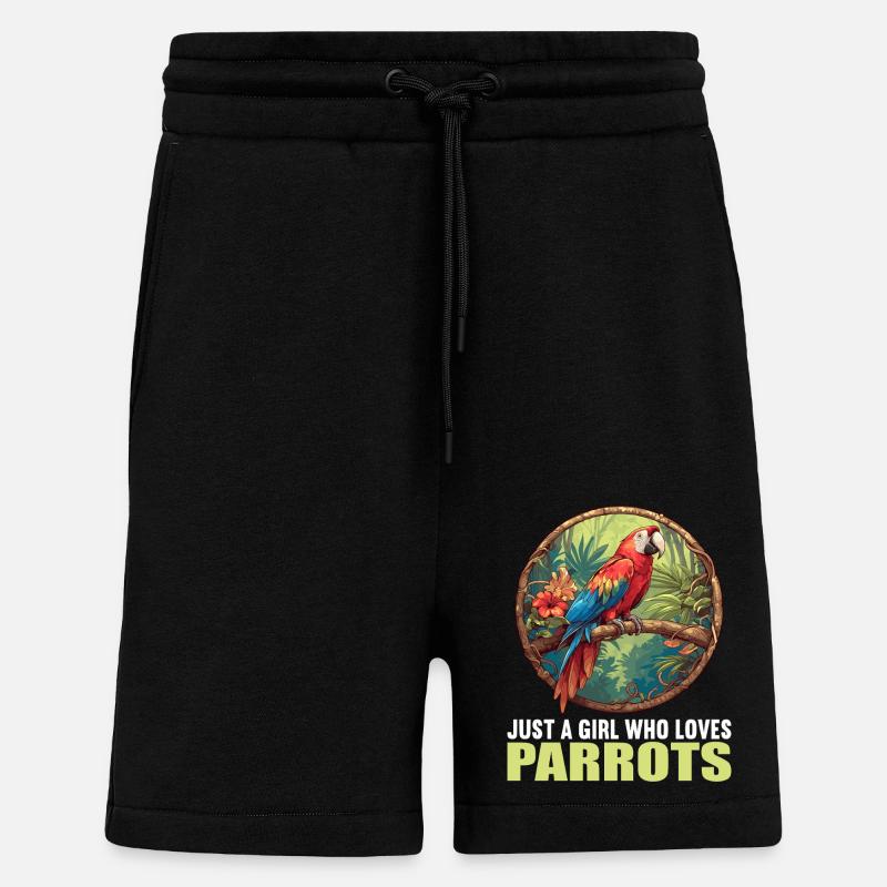 Perroquet Perroquet Perroquet - Short bio décontracté fabriqué en UE - SOLID BLACK