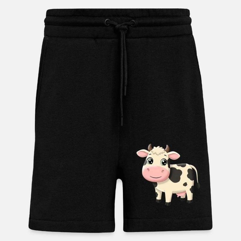 Tier Cartoon Kuh - Shorts - made by SPREAD - SOLID BLACK
