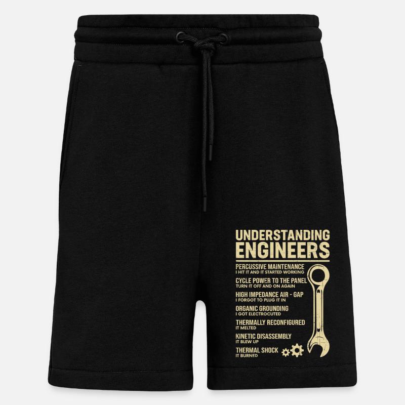 UNDERSTANDING ENGINEERS - Shorts - made by SPREAD - SOLID BLACK