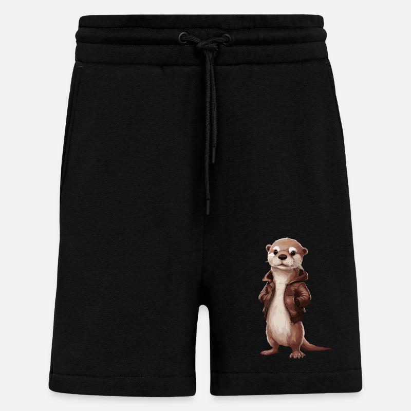 Cooler Otter Mit Lederjacke Illustrationskunst - Shorts - made by SPREAD - SOLID BLACK