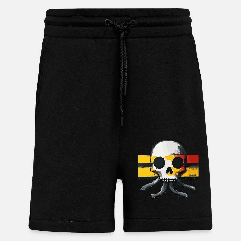 Crâne avec tentacules et drapeau - Short bio décontracté fabriqué en UE - SOLID BLACK