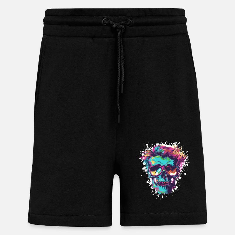Punk Skeleton Party - Short bio décontracté fabriqué en UE - SOLID BLACK