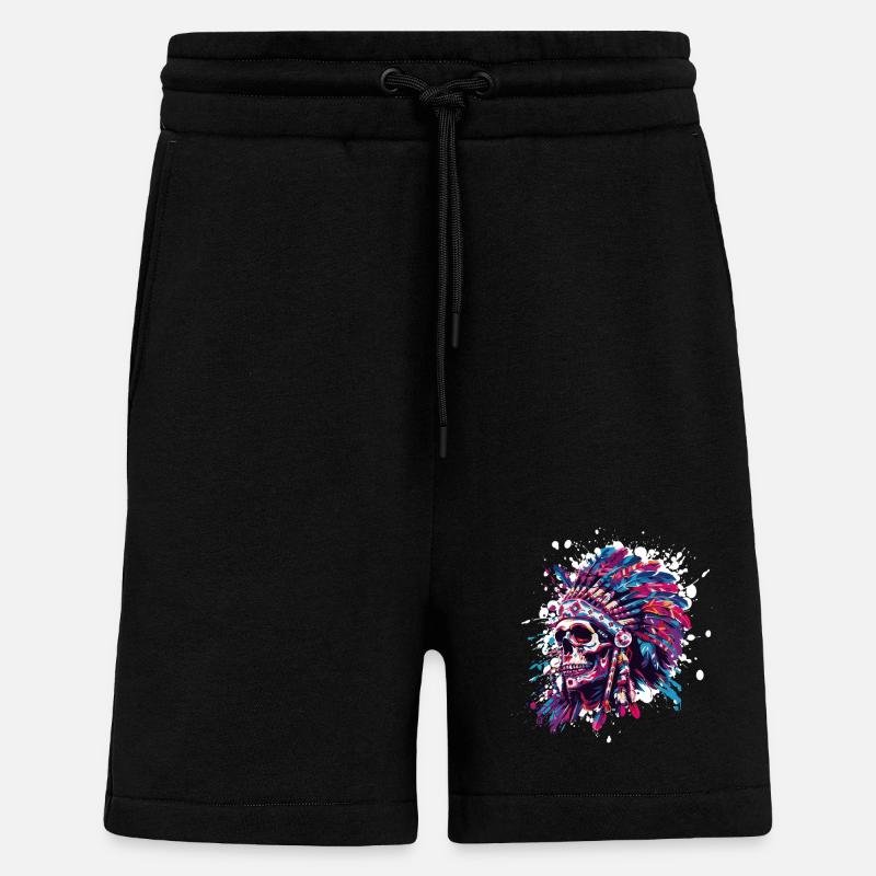 Crâne indien - Short bio décontracté fabriqué en UE - SOLID BLACK