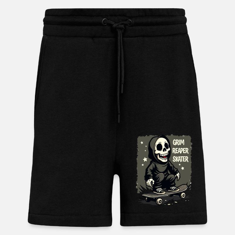 Skateboard Sensenmann – Style Grim Reaper - Short bio décontracté fabriqué en UE - SOLID BLACK